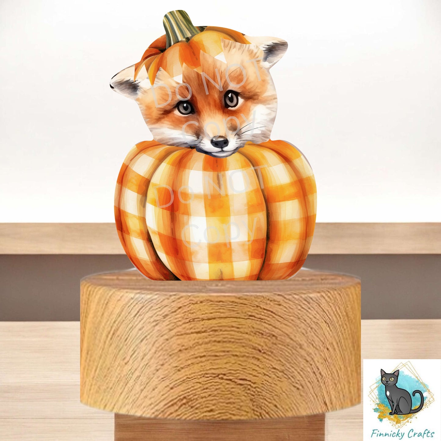 Fox in Pumpkin png - Sublimation Designs - Acrylic Light Base - Halloween Decor - Plaid Pumpkin, Night Light