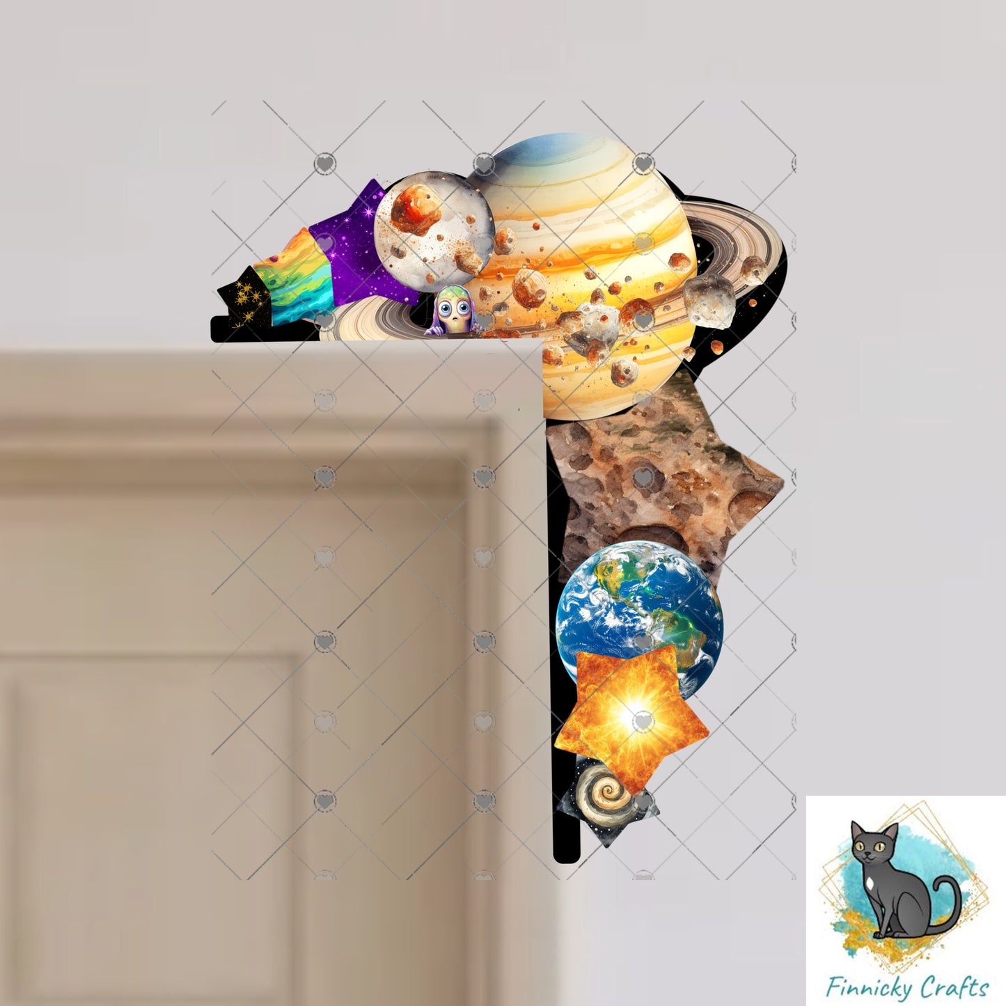 Space and Planets Corner Door Sitter - Door Topper - Decoration - PNG Digital Download for Sublimation