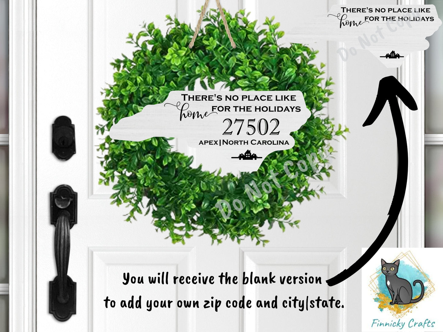 Customizable North Carolina State Shape, Home for the Holidays, Zip Code, Sublimation, PNG, Digital Download, Door Hanger, Ornament