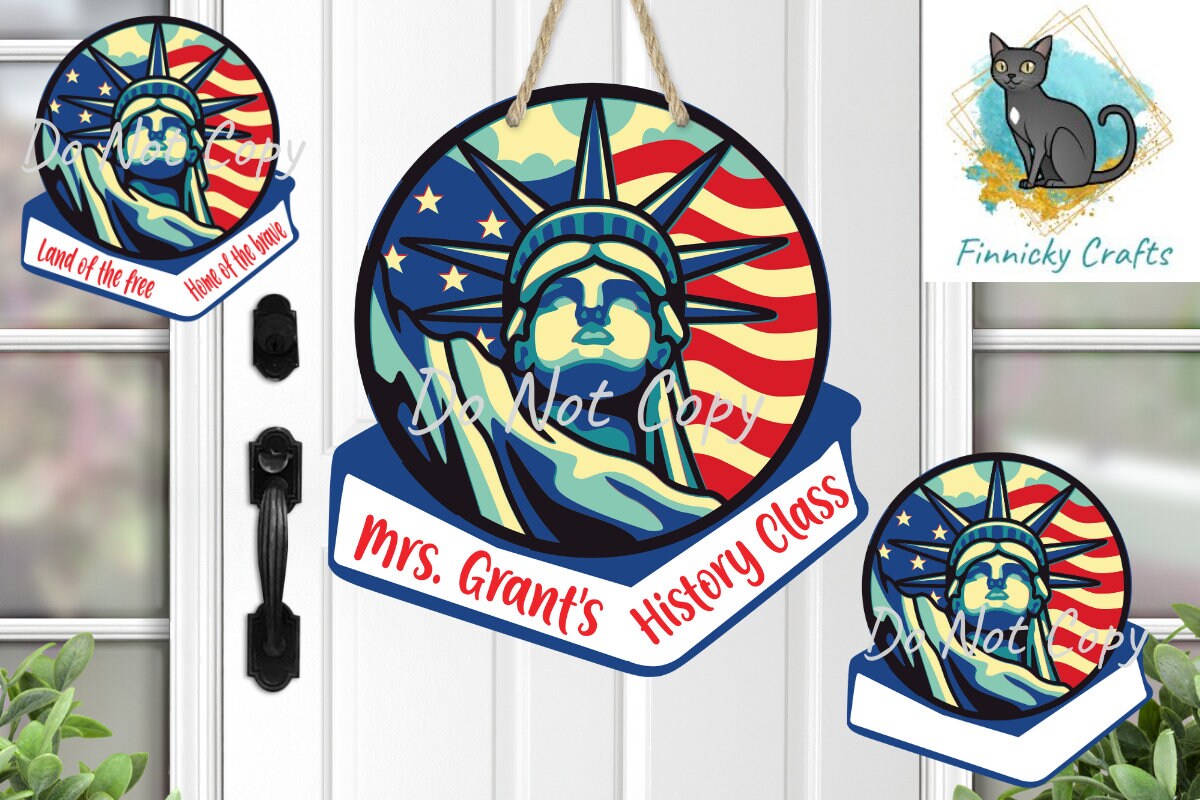 History, Statue of Liberty, Teacher, School, PNG, Design, Digital, Download, Sublimation, Door Hanger, Decoration, Gift, Back to School