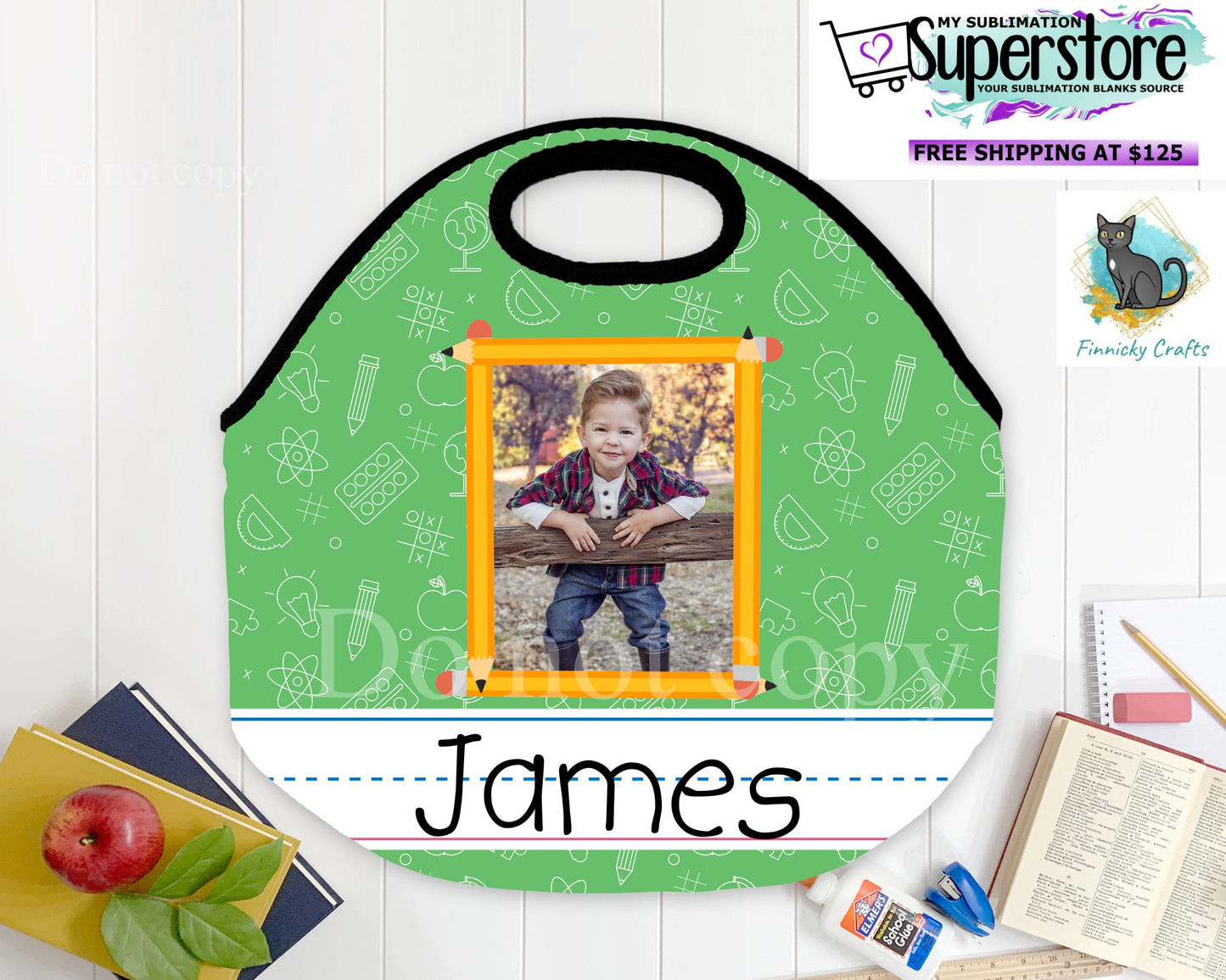 Lunch bag png, Tumbler png, Neoprene, school, customizable, straight tumbler wrap, sublimation, png