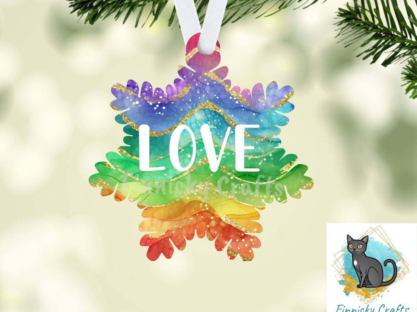 Snowflake Shape, Gay Pride, Christmas, Digital, PNG, Download, Ornament, Sublimation, Christmas, Badge Reel