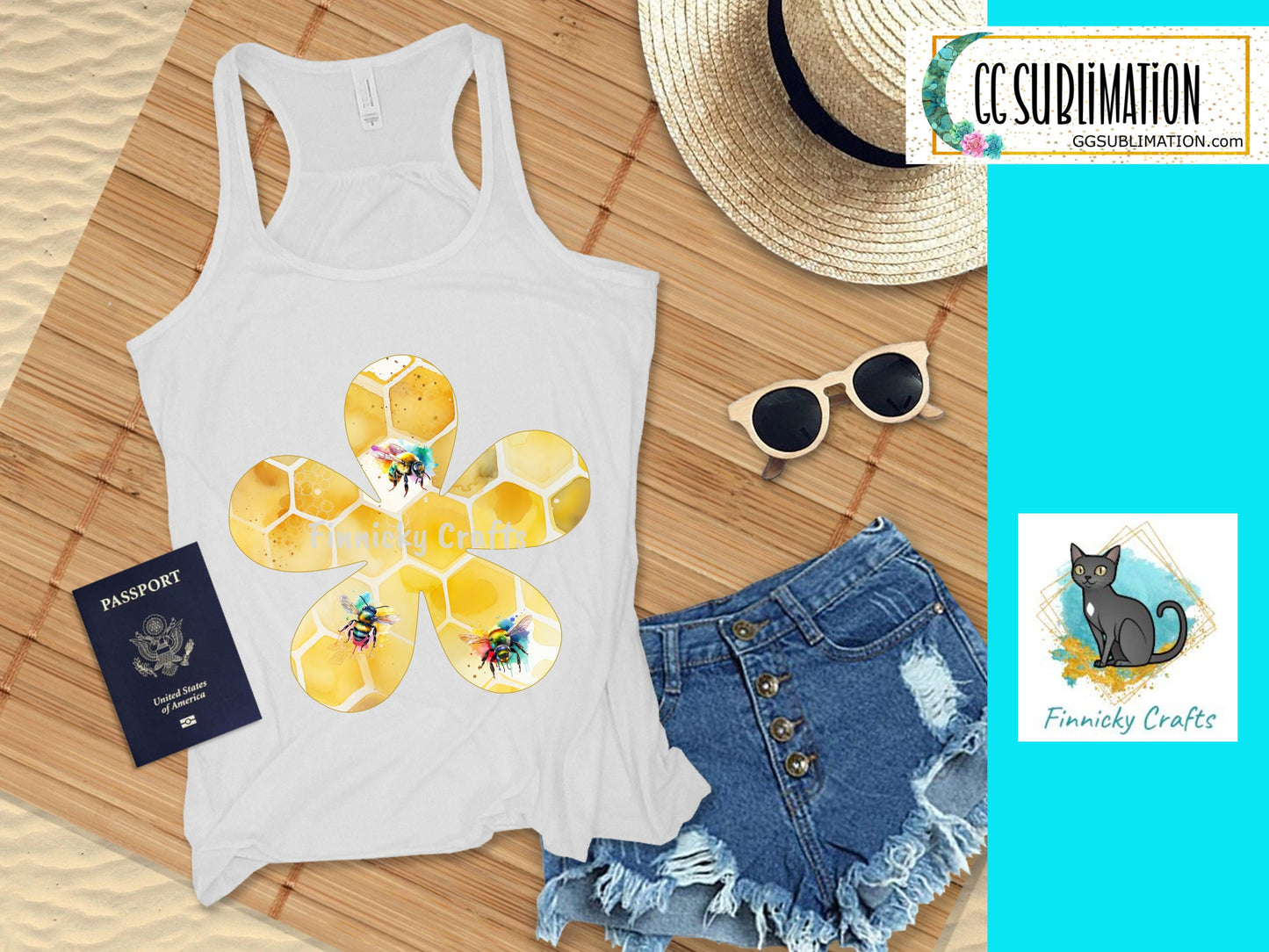 Honeycomb/Bee Sublimation Flower Digital Design- Earrings - Signs - Design