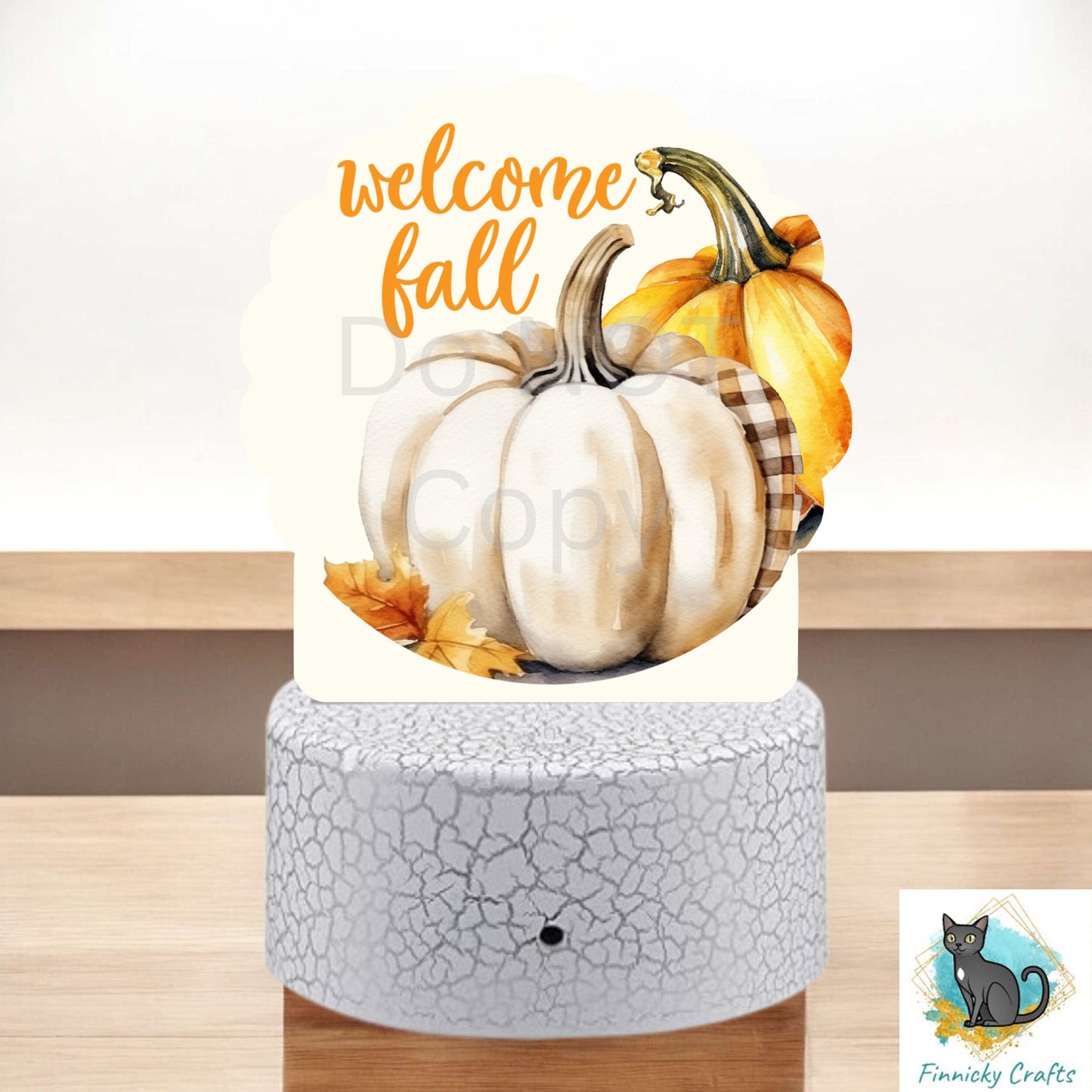 Welcome Fall, Pumpkins, Scallop Light Base Acrylic, Sign, Sublimation, Digital, PNG, Design, Acrylic, Nightlight