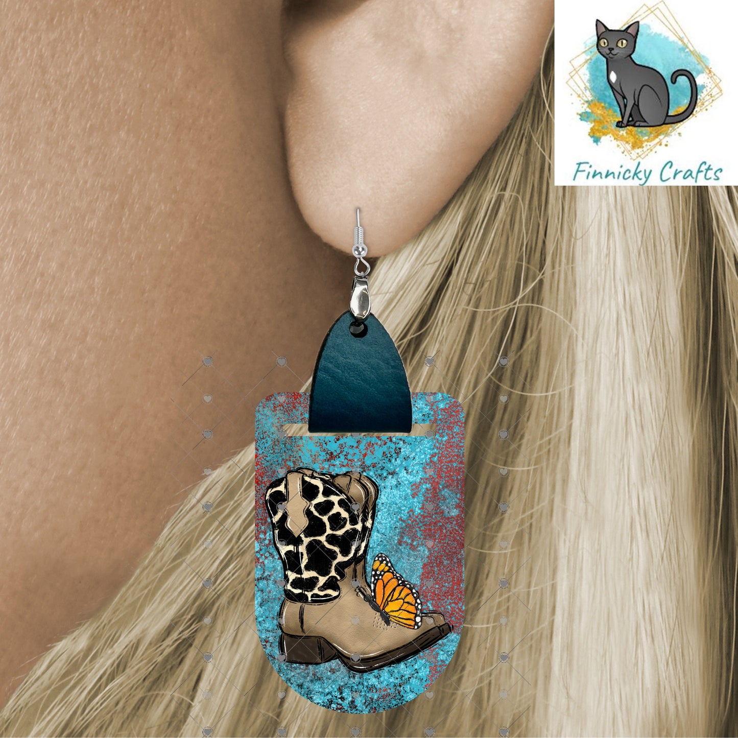 Leather Oval Western Earrings PNG, Barn, Cow, Horse, Cowboy Boots Earrings Design, Sublimation Leather Earring.