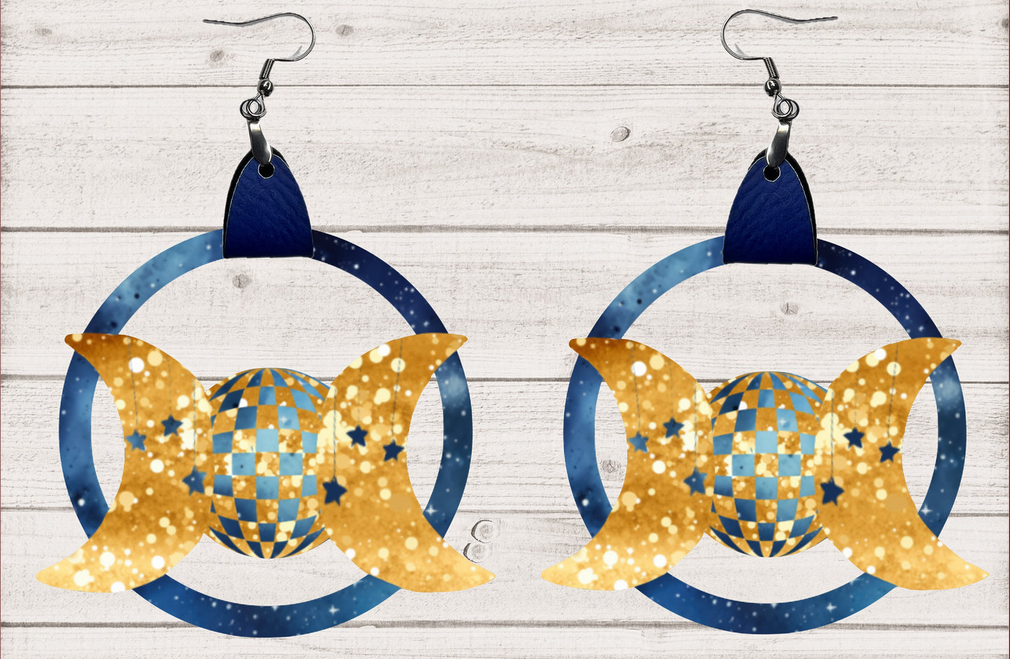 Leather Moons Earrings PNG, Spring Earring Design, Sublimation Leather Earring.