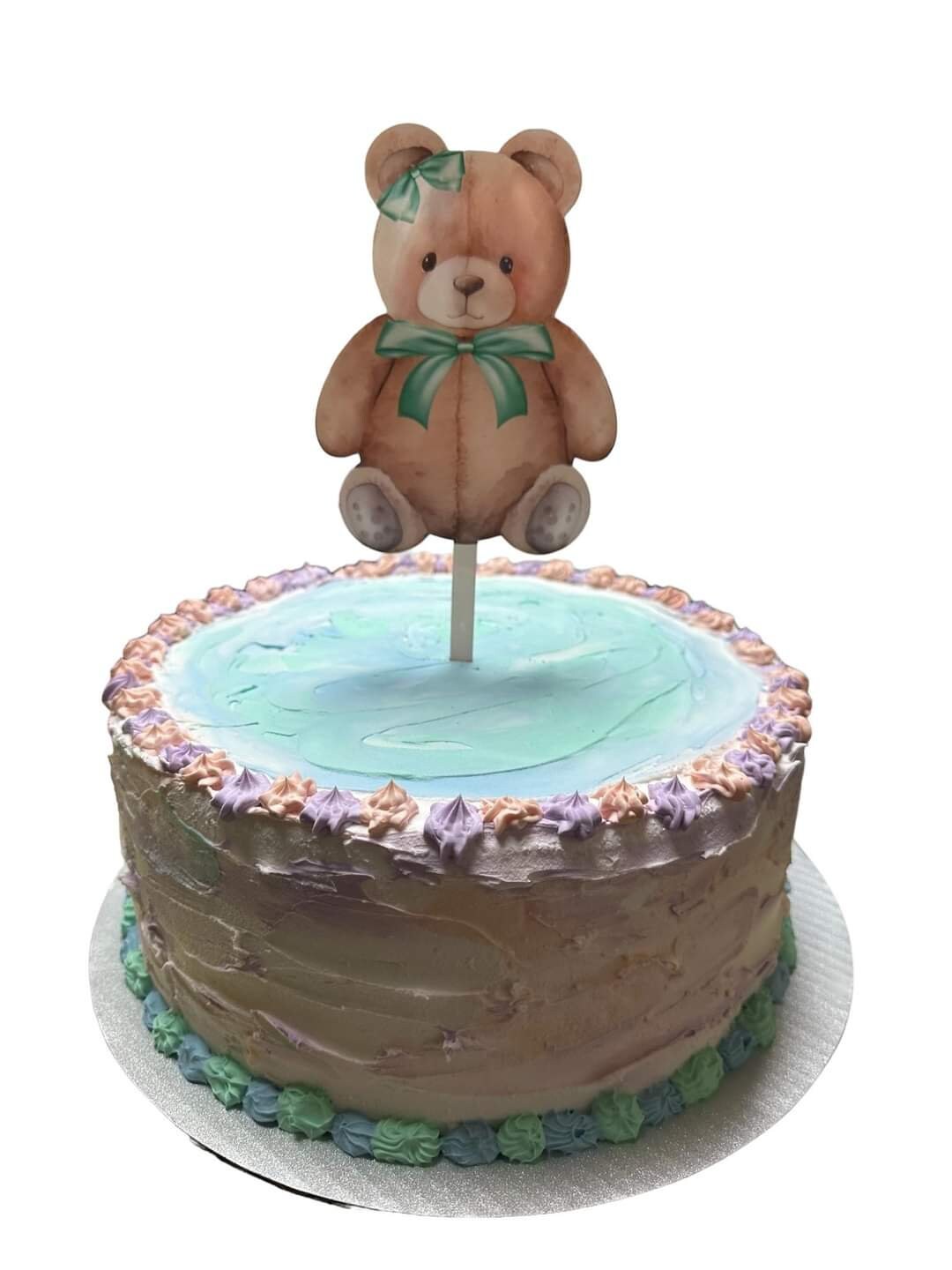 Teddy Bear with bows Cake Topper Bundle - 6 designs total - Sublimation Design - green, purple, yellow png, Acrylic Sublimation, decoration