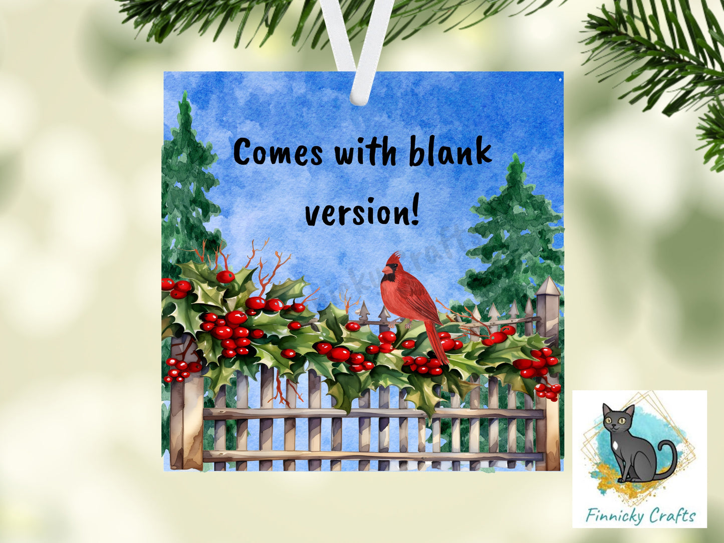 Always with you, Cardinal, Square Christmas Sign PNG, Digital Download for Sublimation, Door Hanger, Earrings, Ornament, Badge Reel, Keyring
