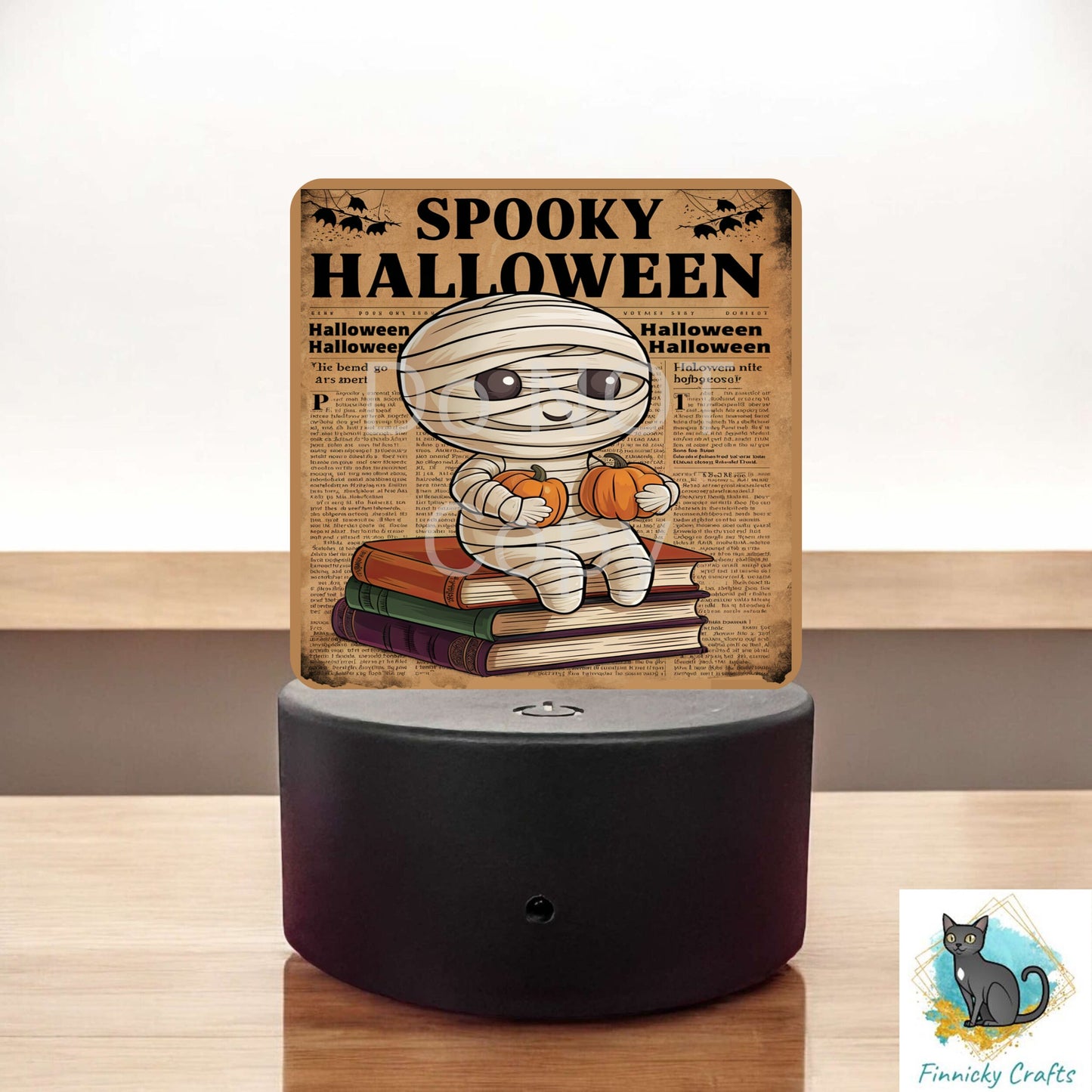 Mummy Newspaper png - Sublimation Designs - Square Acrylic - Light Base - Home Decor - Night Light - pumpkins