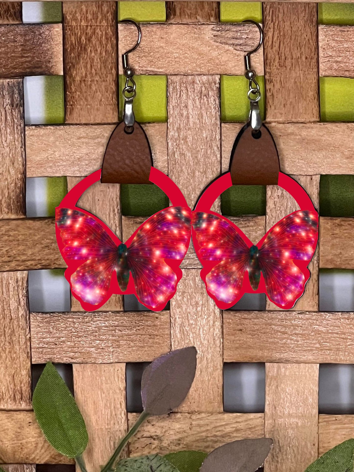 Leather Butterfly Earring PNG, Spring Earring Design, Sublimation Leather Earring.