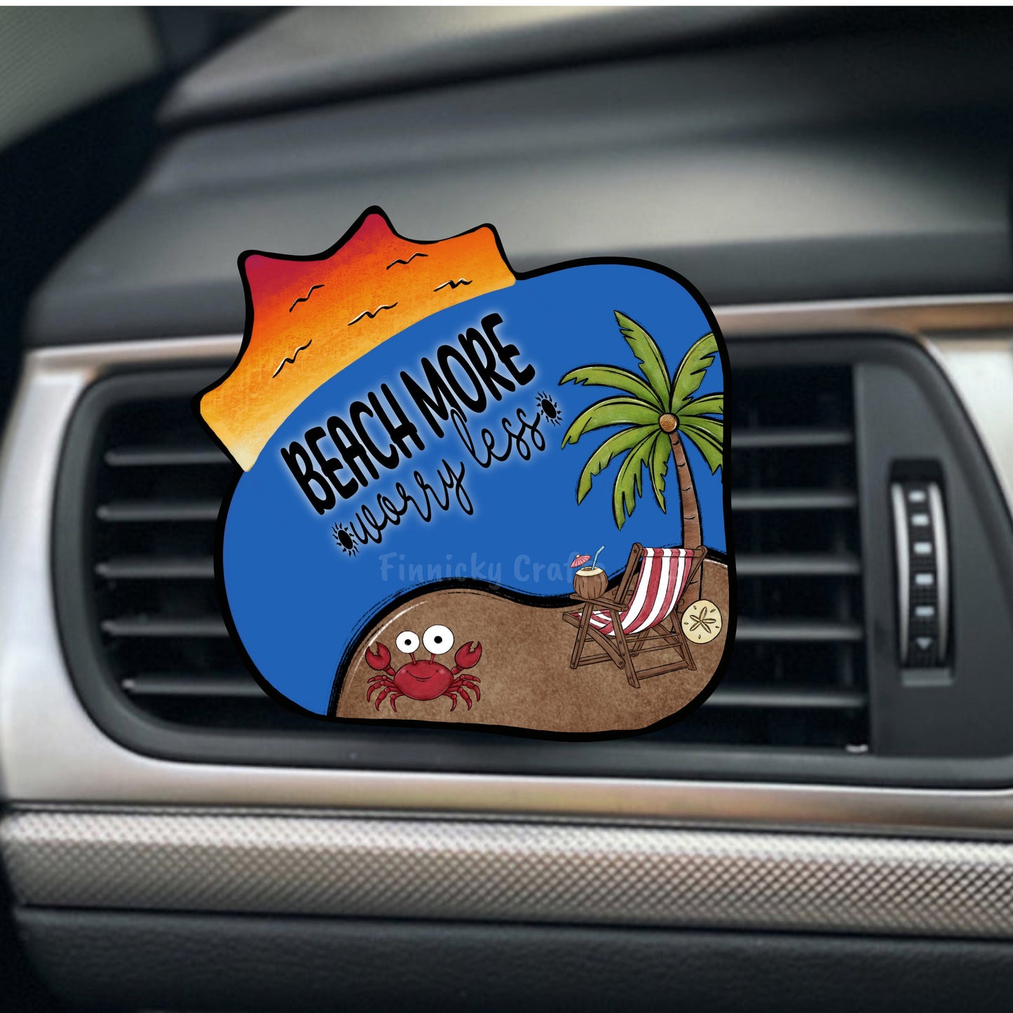 Sublimation Design, Beach More Worry Less - Sun Pool Blank - Beach Bag, Night light, Sign, Suncatcher, Car Vent, Earrings, Digital Download