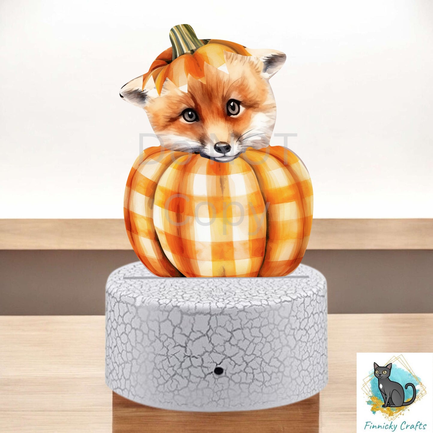 Fox in Pumpkin png - Sublimation Designs - Acrylic Light Base - Halloween Decor - Plaid Pumpkin, Night Light