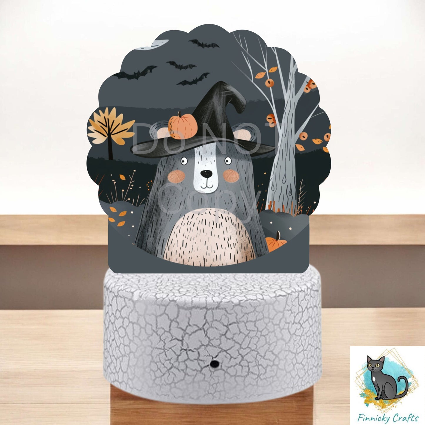 Witch Bear, Scallop Light Base Acrylic, Sign, Sublimation, Digital, PNG, Design, Acrylic, Nightlight