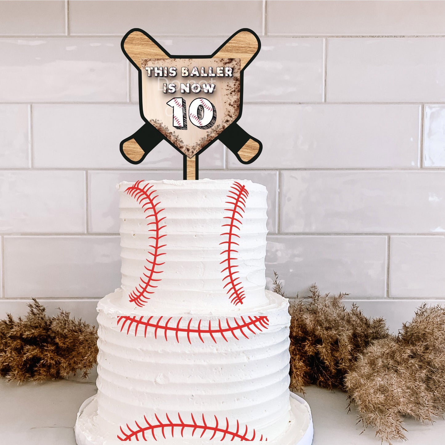 Birthday Baseball Cake Topper Bundle Sublimation Design, Customizable Cake Topper, Add Age, Includes blank base & numbers 0-9
