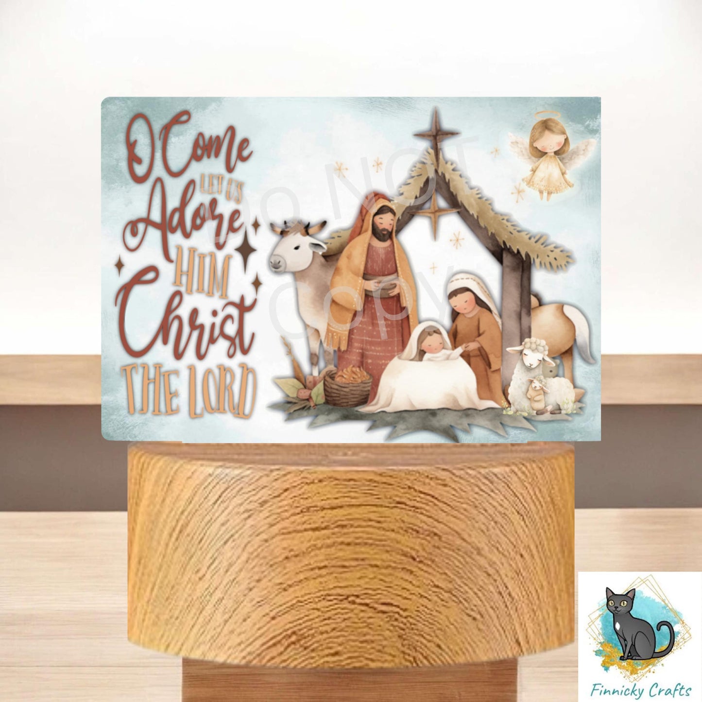 Nativity Rectangle Light Base, Nightlight, Decoration, Sublimation, Digital, PNG, Design, Download, Baby Jesus, O Come Let Us Adore Him