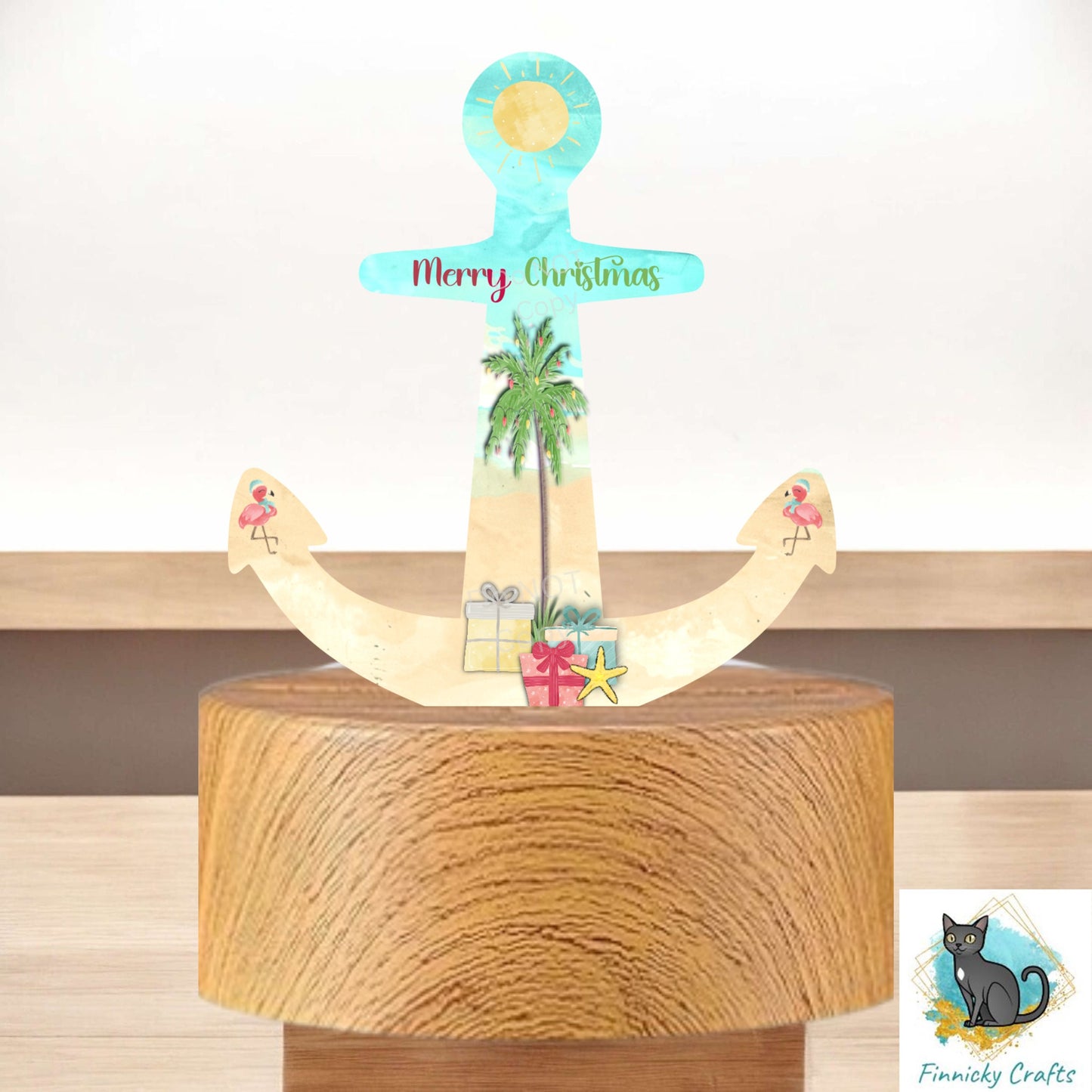 Christmas Beach-themed Anchor light base, Decor, Signs, Sublimation, Digital, PNG Design - With words and without.