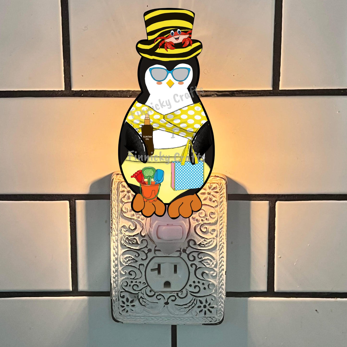 Beach Penguin Ornament, Nightlight, Decoration, summer, Christmas, gift, Sublimation, Digital, PNG, Design, Download, MDF, Acrylic