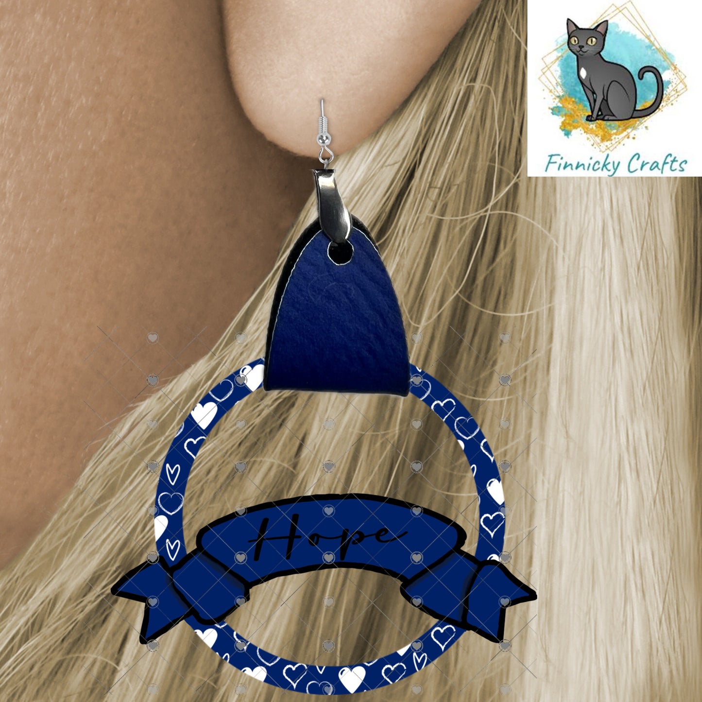 Customizable and Hope Leather Ribbon Earrings PNG, Earring Design, Sublimation Leather Earring.