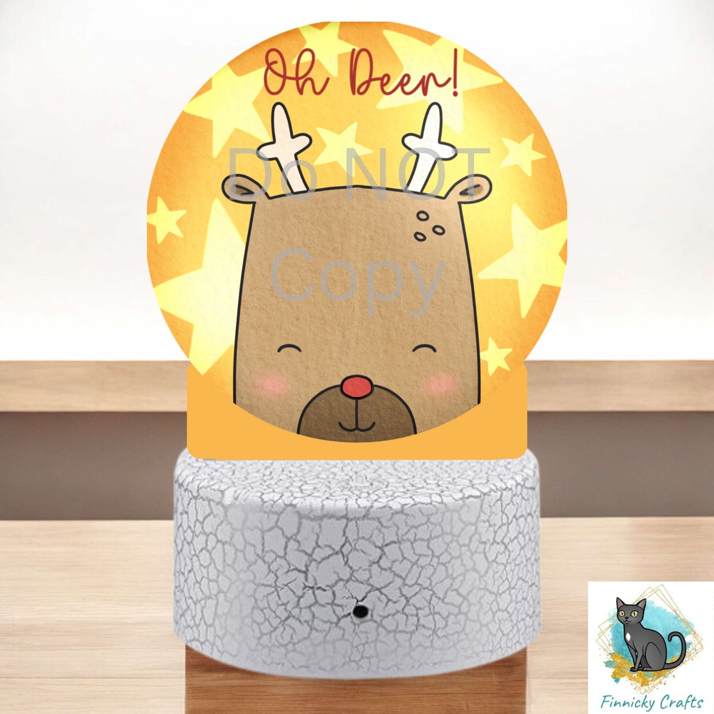 Cute Reindeer, Oh Deer, Round Light Base Acrylic, Sign, Sublimation, Digital, PNG, Design, Acrylic, Nightlight