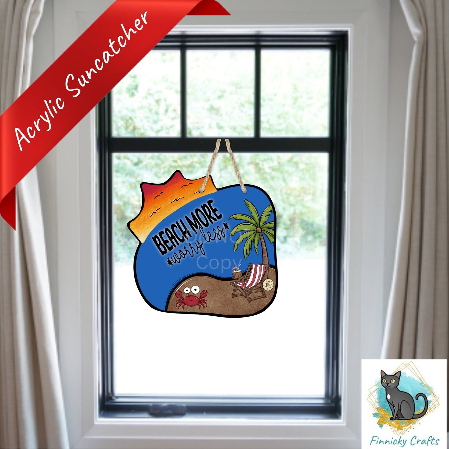 Sublimation Design, Beach More Worry Less - Sun Pool Blank - Beach Bag, Night light, Sign, Suncatcher, Car Vent, Earrings, Digital Download