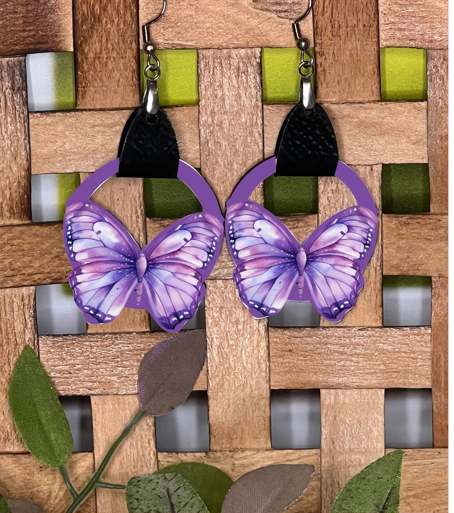 Leather Butterfly Earring PNG, Spring Earring Design, Sublimation Leather Earring.