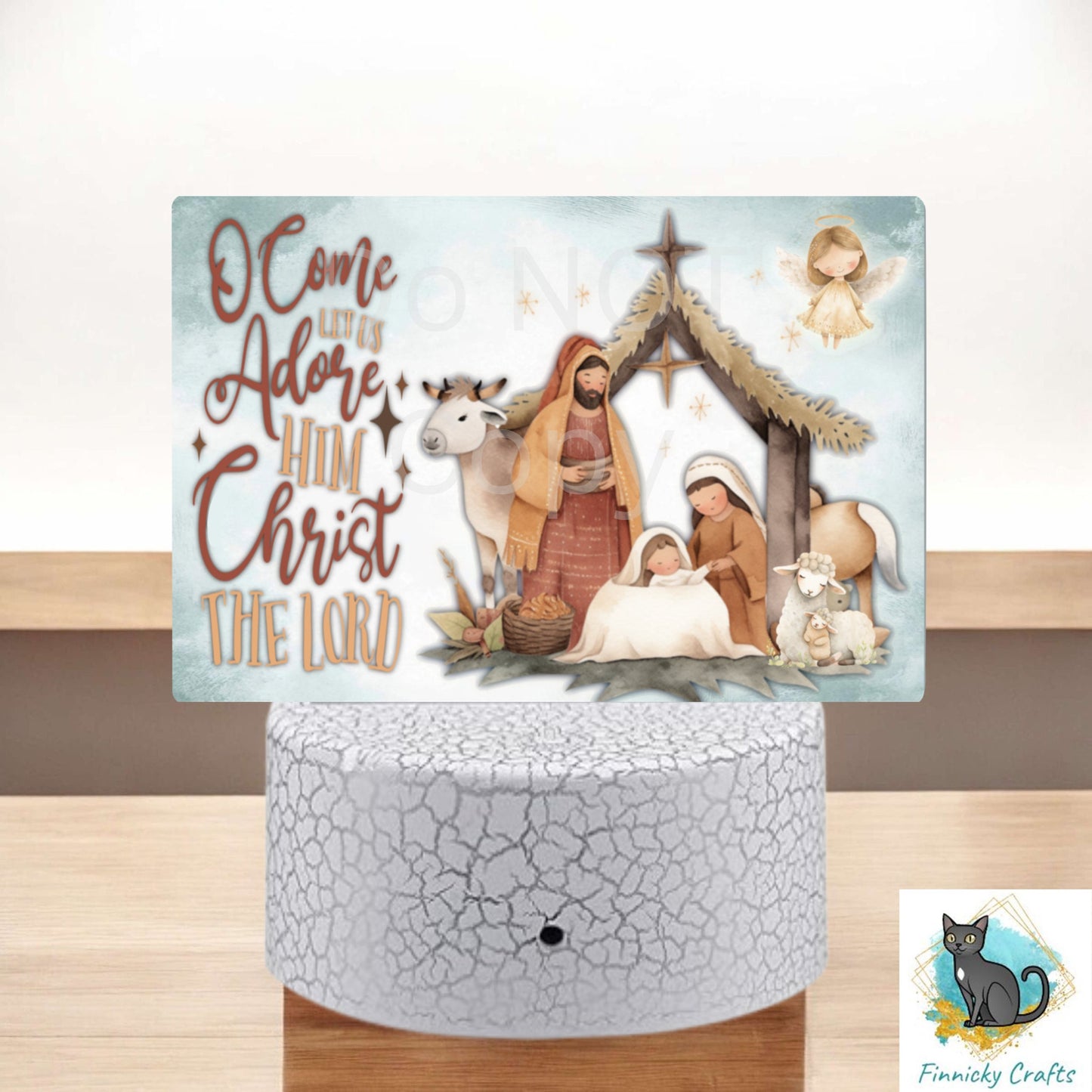Nativity Rectangle Light Base, Nightlight, Decoration, Sublimation, Digital, PNG, Design, Download, Baby Jesus, O Come Let Us Adore Him