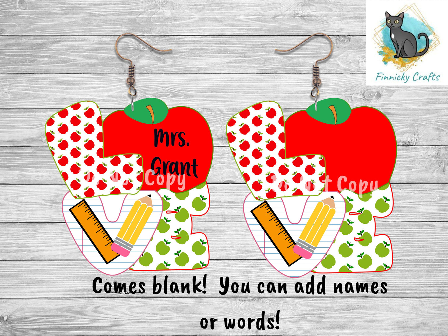 School, Love, Teacher, Gift, Cute, Sublimation, Digital Design, PNG, Download, Decoration,Earring,DoorHanger,Ornament