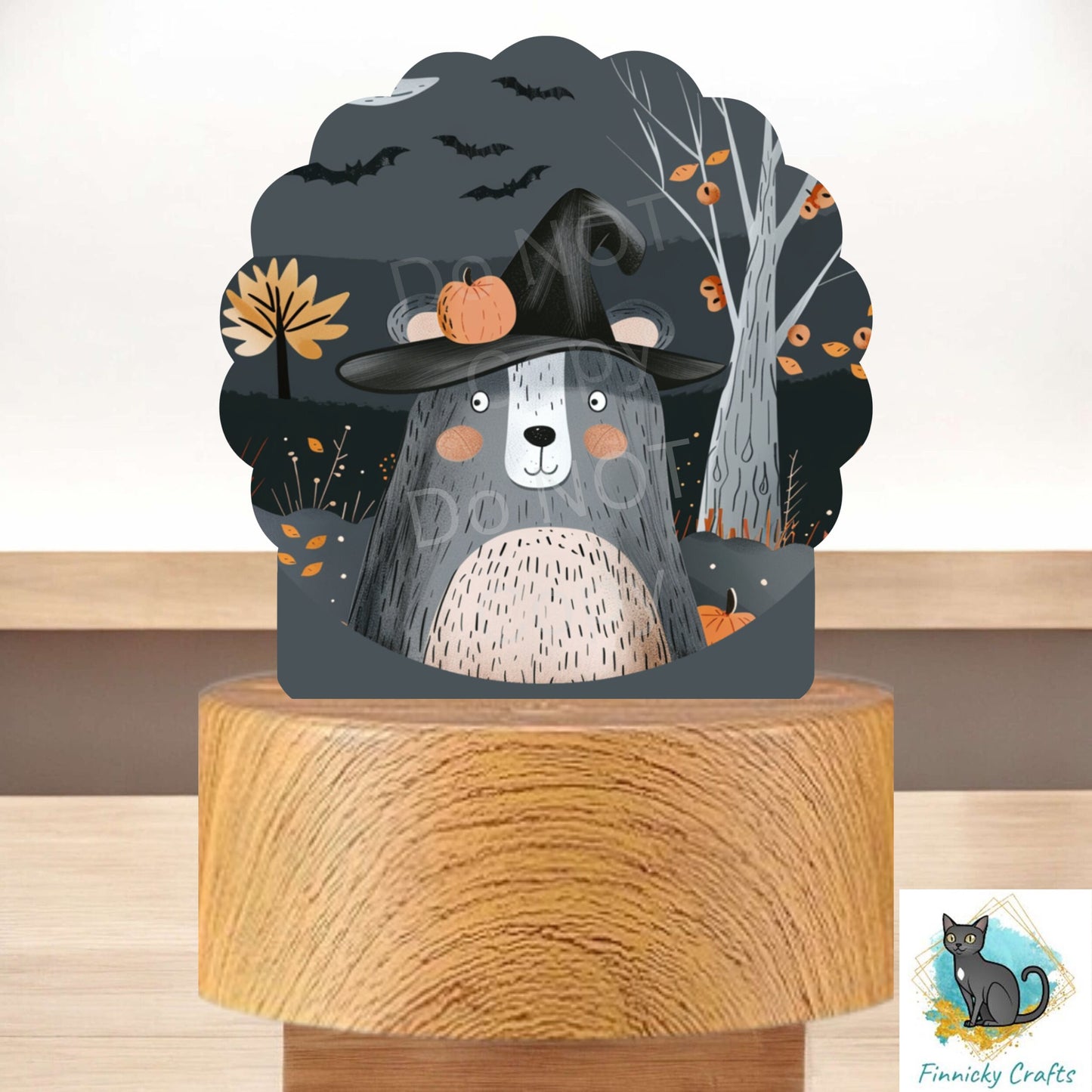 Witch Bear, Scallop Light Base Acrylic, Sign, Sublimation, Digital, PNG, Design, Acrylic, Nightlight