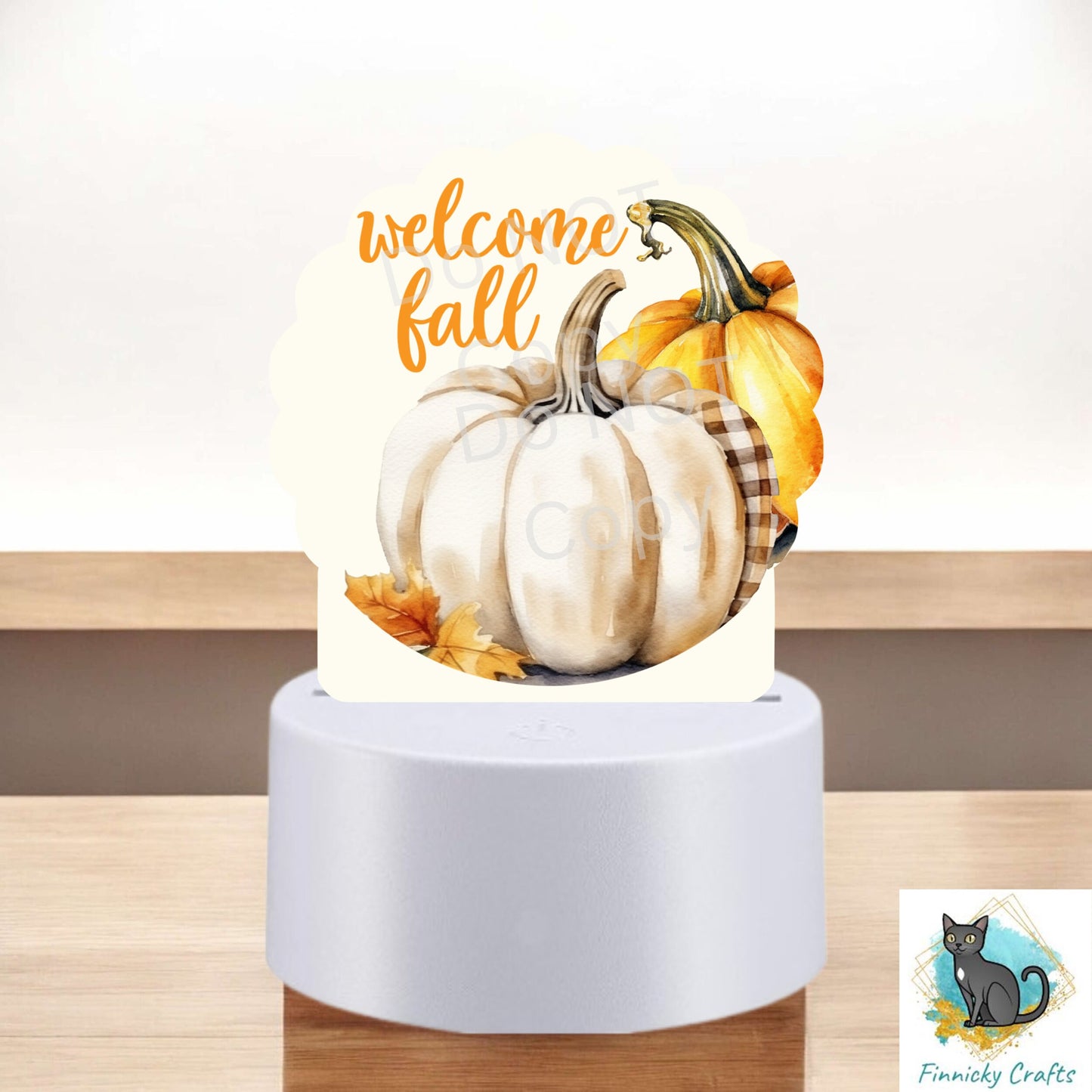 Welcome Fall, Pumpkins, Scallop Light Base Acrylic, Sign, Sublimation, Digital, PNG, Design, Acrylic, Nightlight