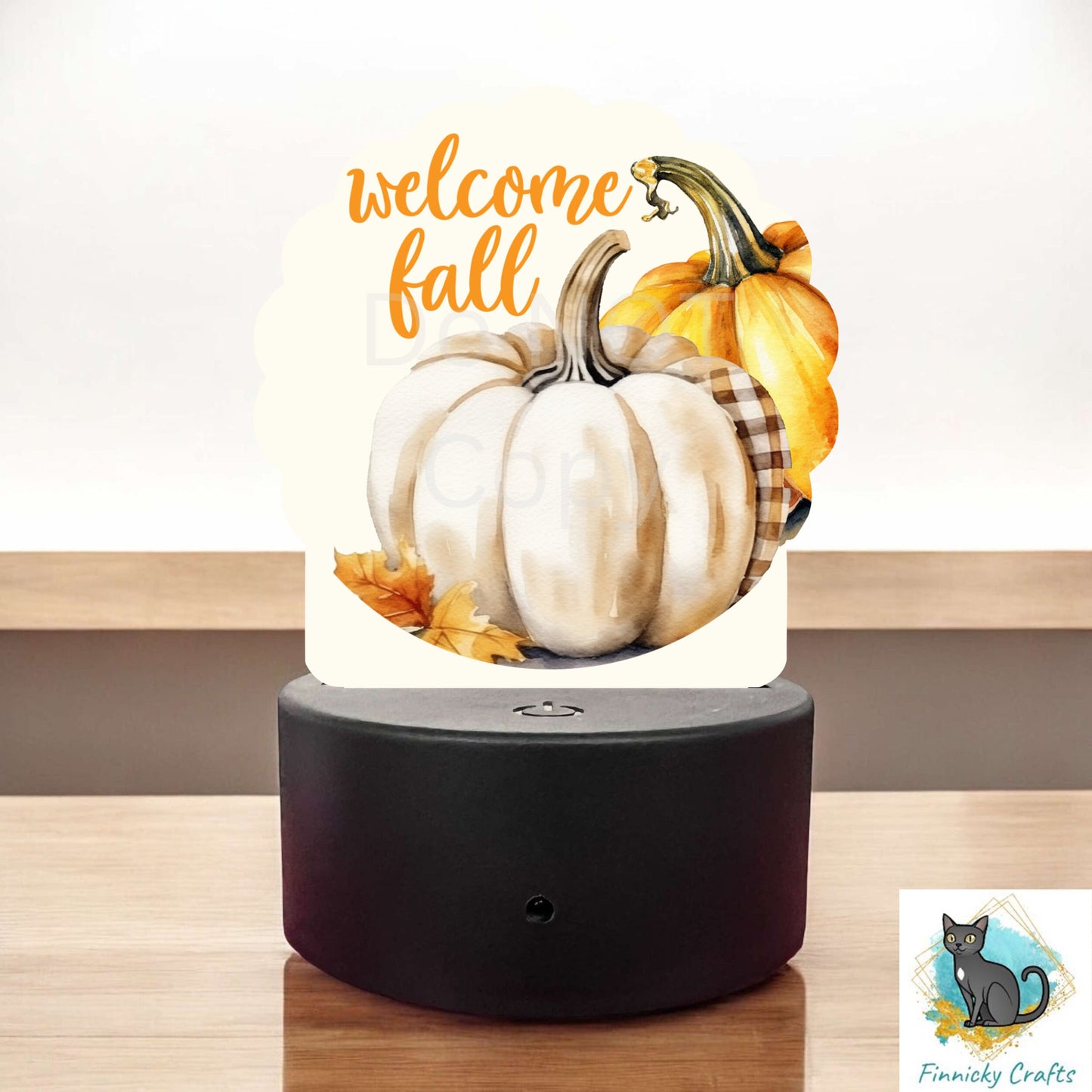 Welcome Fall, Pumpkins, Scallop Light Base Acrylic, Sign, Sublimation, Digital, PNG, Design, Acrylic, Nightlight