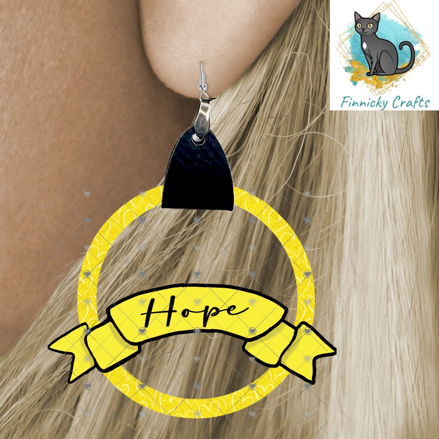 Customizable and Hope Leather Ribbon Earrings PNG, Earring Design, Sublimation Leather Earrings