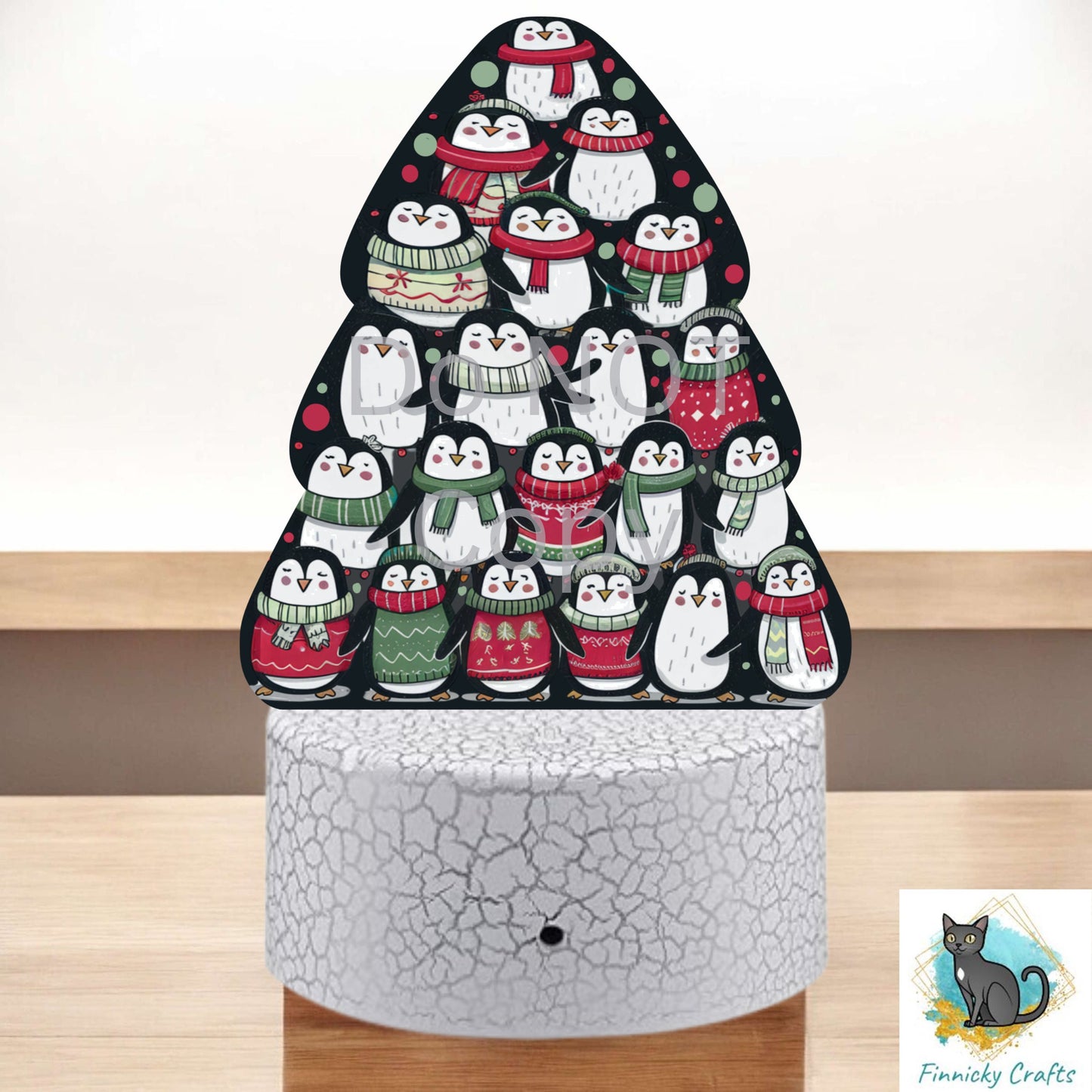 Penguins Chubby Tree, Christmas Sign PNG, Digital Download, Sublimation, Decor, Light Base
