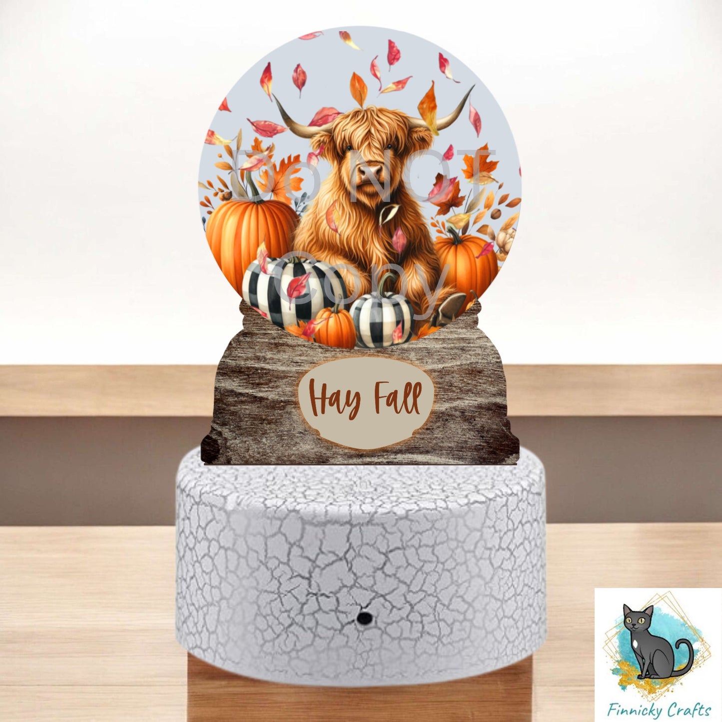 Fall Light Base, Snow Globe Cow, Sublimation Design PNG, Pumpkins, Highland cow, Pumpkins, falling autumn leaves, Words and blank