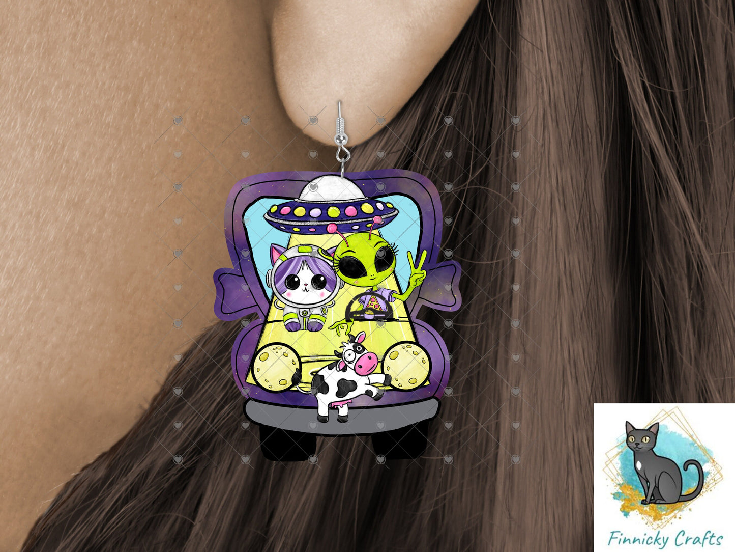 Aliens Truck Sublimation Design - Earrings, Bag, Door Sign - T-shirt Design - Digital Download