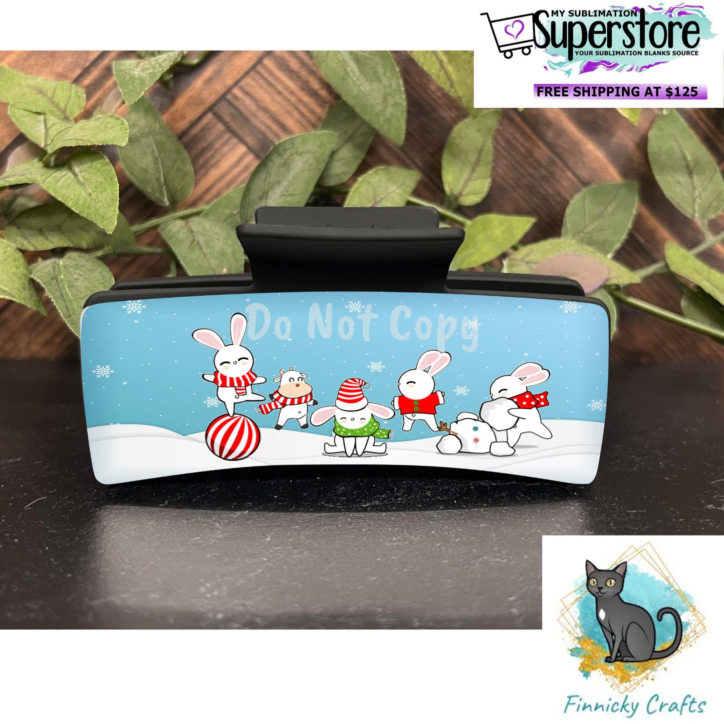 Rabbits, Cows, Winter, Christmas, Large hair clip, small hair clip, earrings, sublimation, digital design only, png
