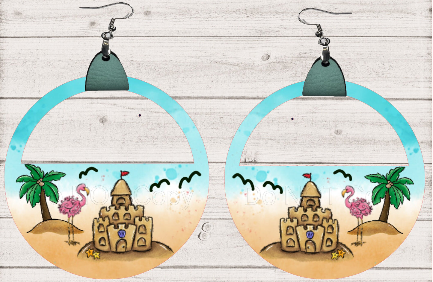 Leather Half-Circle Beach Earrings PNG, Spring Earring Design, Sublimation Leather Earring.