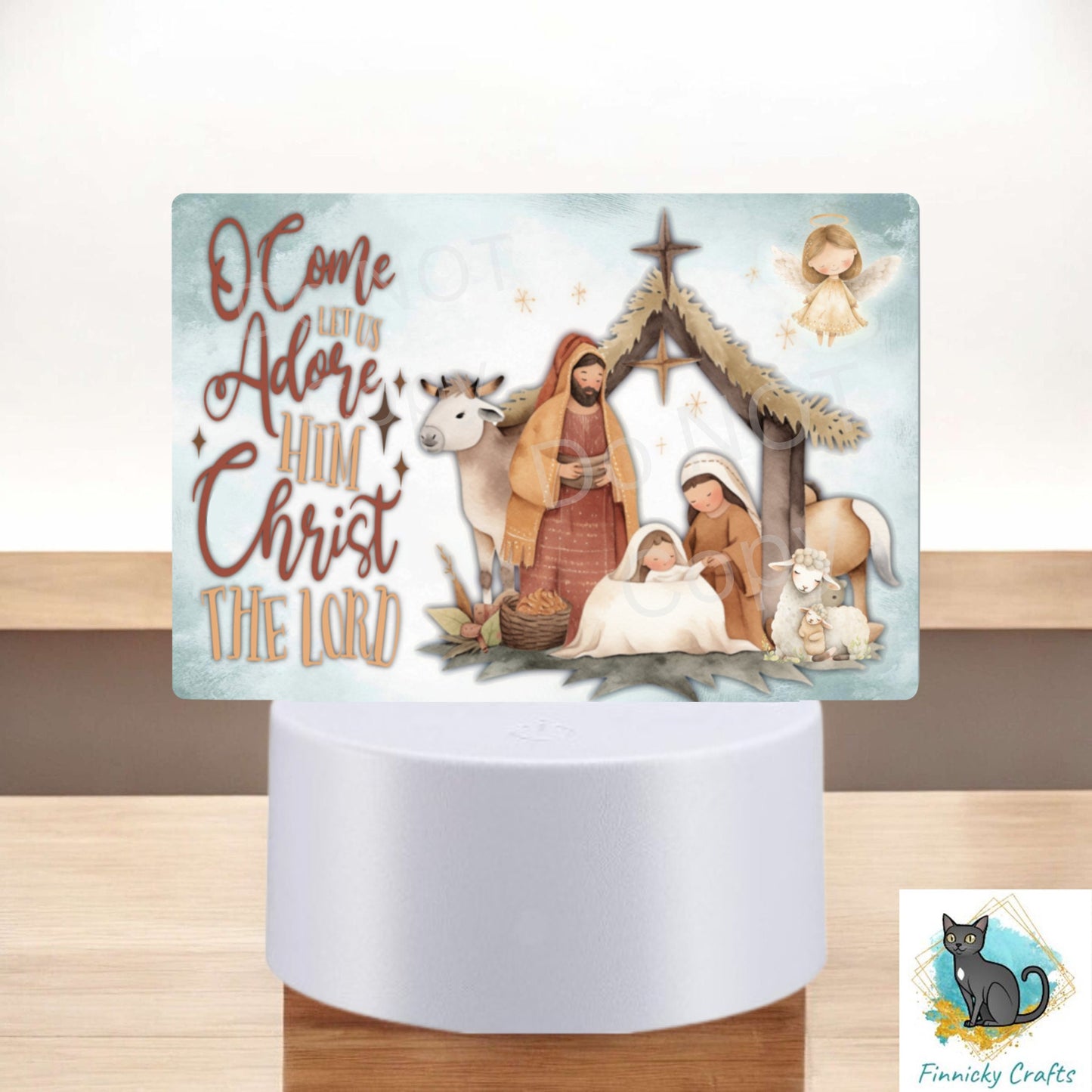 Nativity Rectangle Light Base, Nightlight, Decoration, Sublimation, Digital, PNG, Design, Download, Baby Jesus, O Come Let Us Adore Him