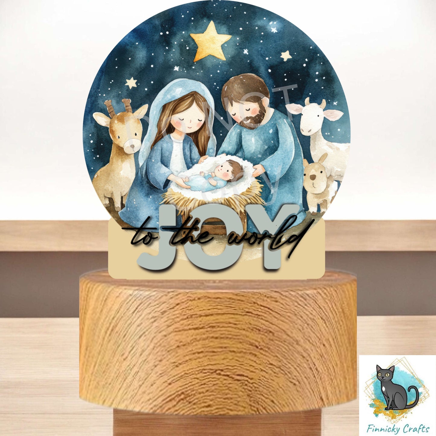 Nativity Round Light Base, Nightlight, Decoration, Sublimation, Digital, PNG, Design, Download, Baby Jesus, Joy to the World, Mary, Joseph