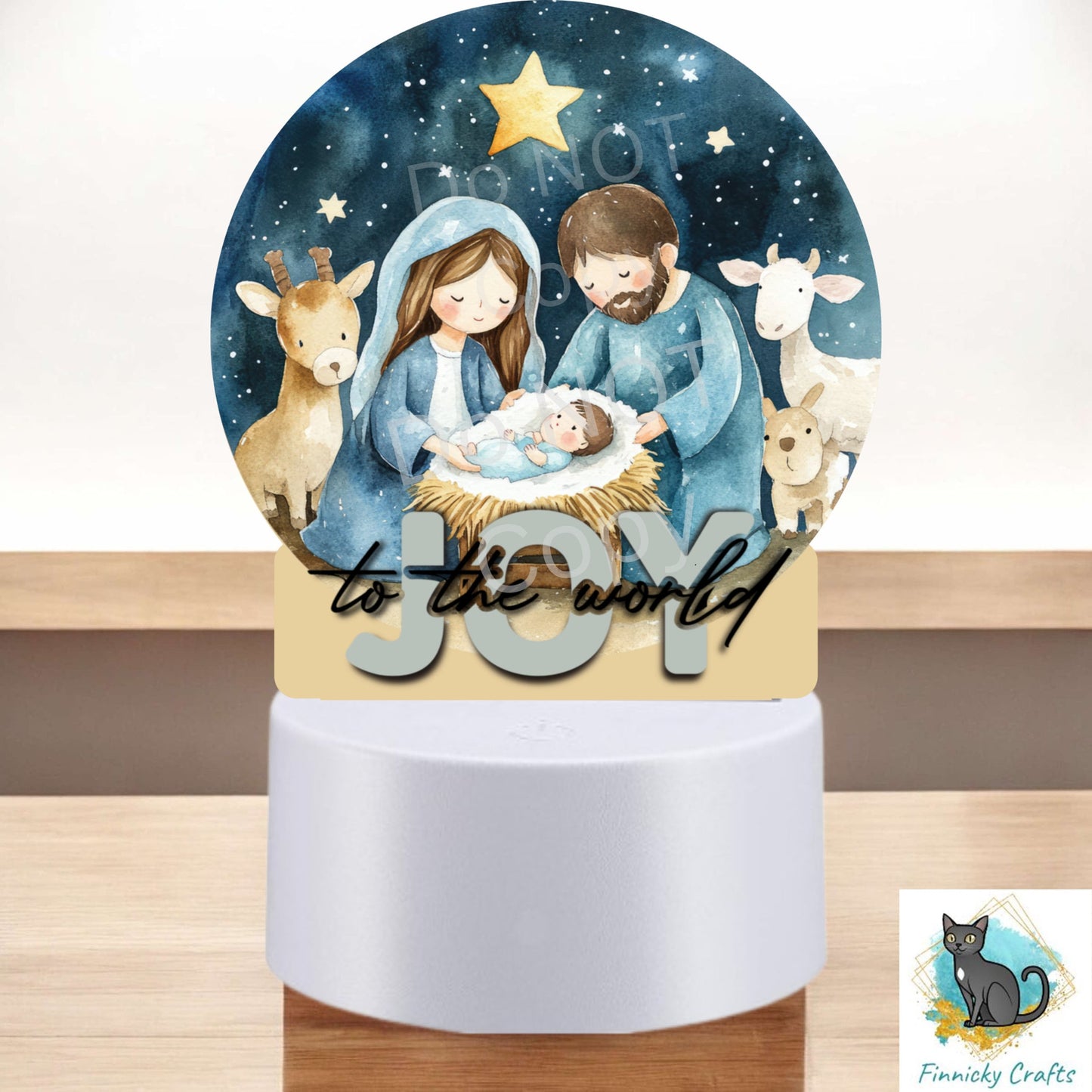 Nativity Round Light Base, Nightlight, Decoration, Sublimation, Digital, PNG, Design, Download, Baby Jesus, Joy to the World, Mary, Joseph