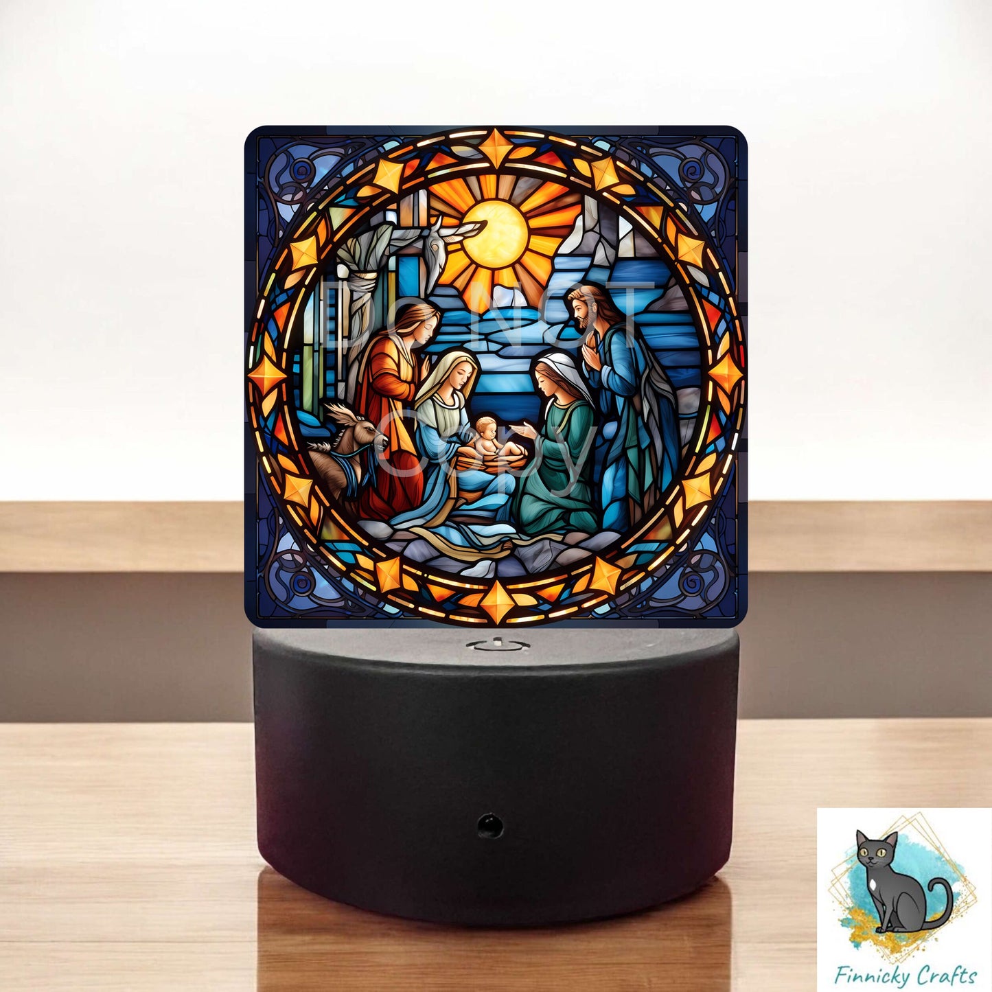 Christmas Stained Glass, Nativity, Sign, Sublimation, Digital, PNG, Design, Acrylic, Nightlight, Light Base