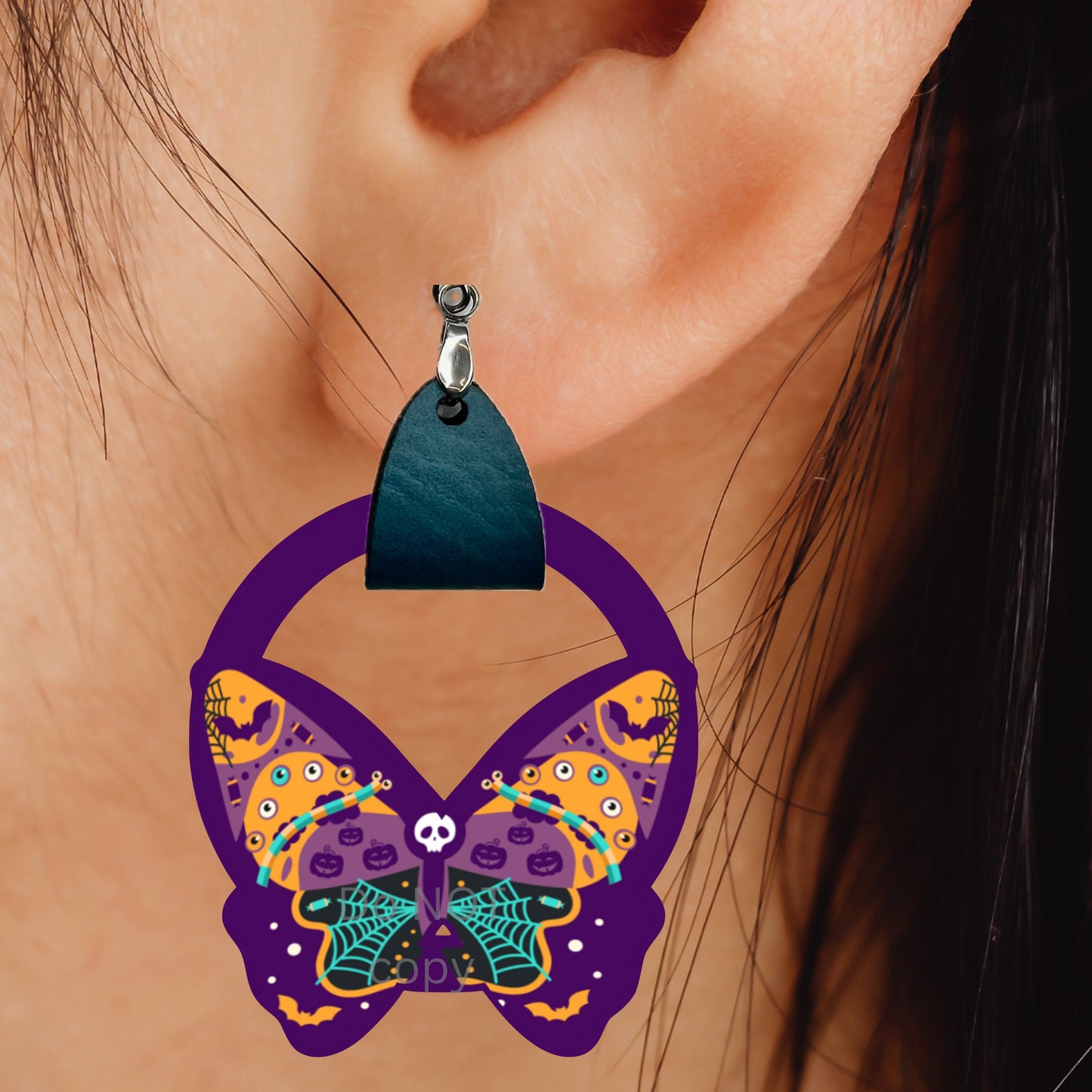 Leather Butterfly Earring PNG, Halloween Earring Design, Sublimation Leather Earring, fall leaves, mummy