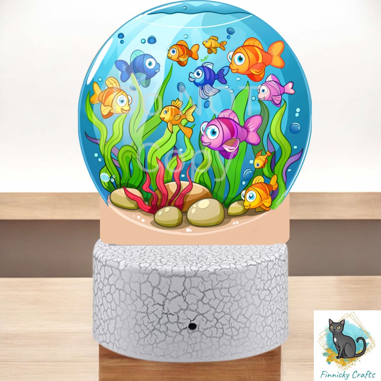 Fish Bowl, Round Light Base Acrylic, Decor, Sublimation, Digital, PNG, Design, Acrylic, Nightlight
