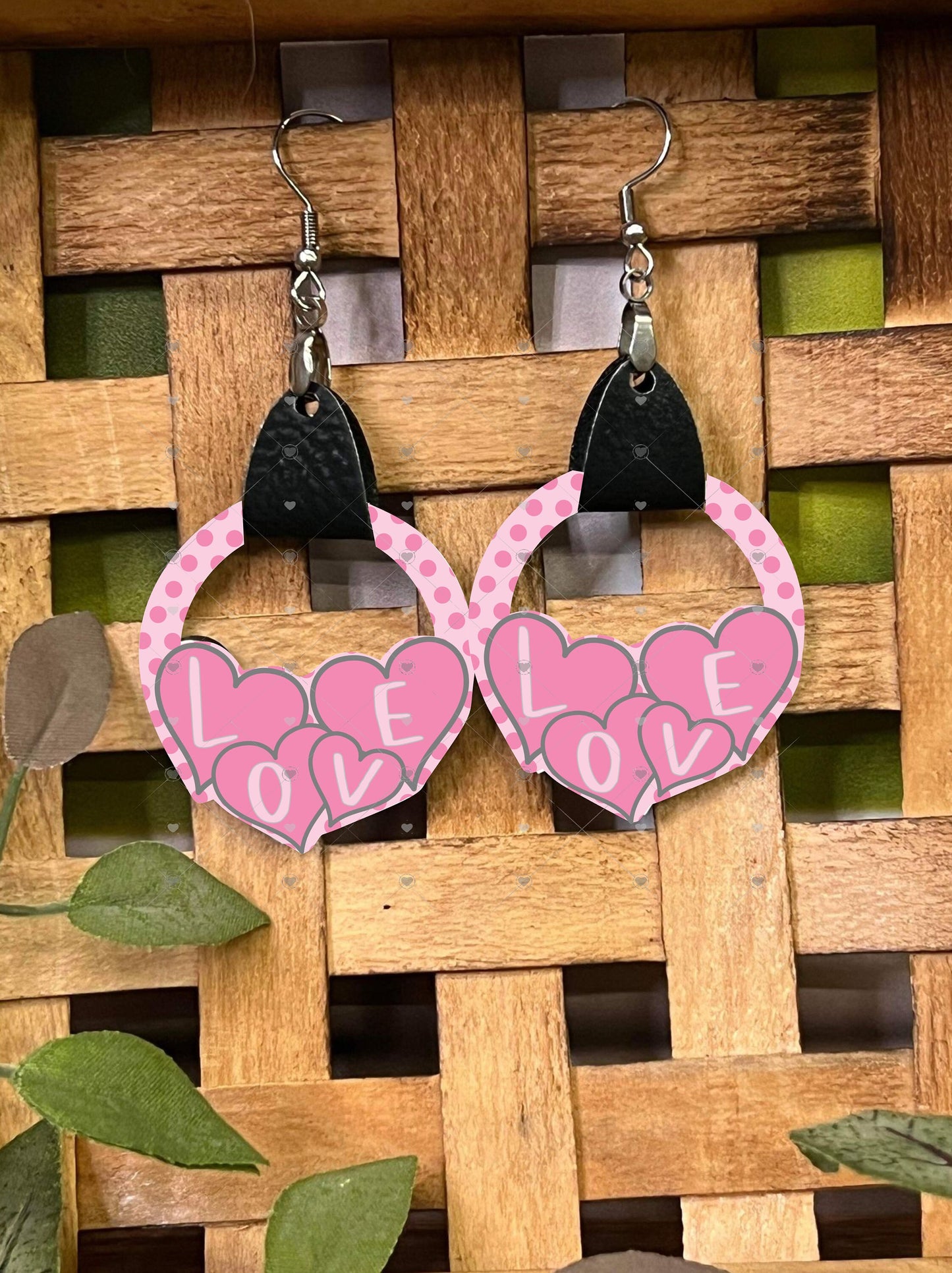 Love Heart Cluster Earring PNG, Hearts, Valentine Earring Design, Sublimation Leather Earring.