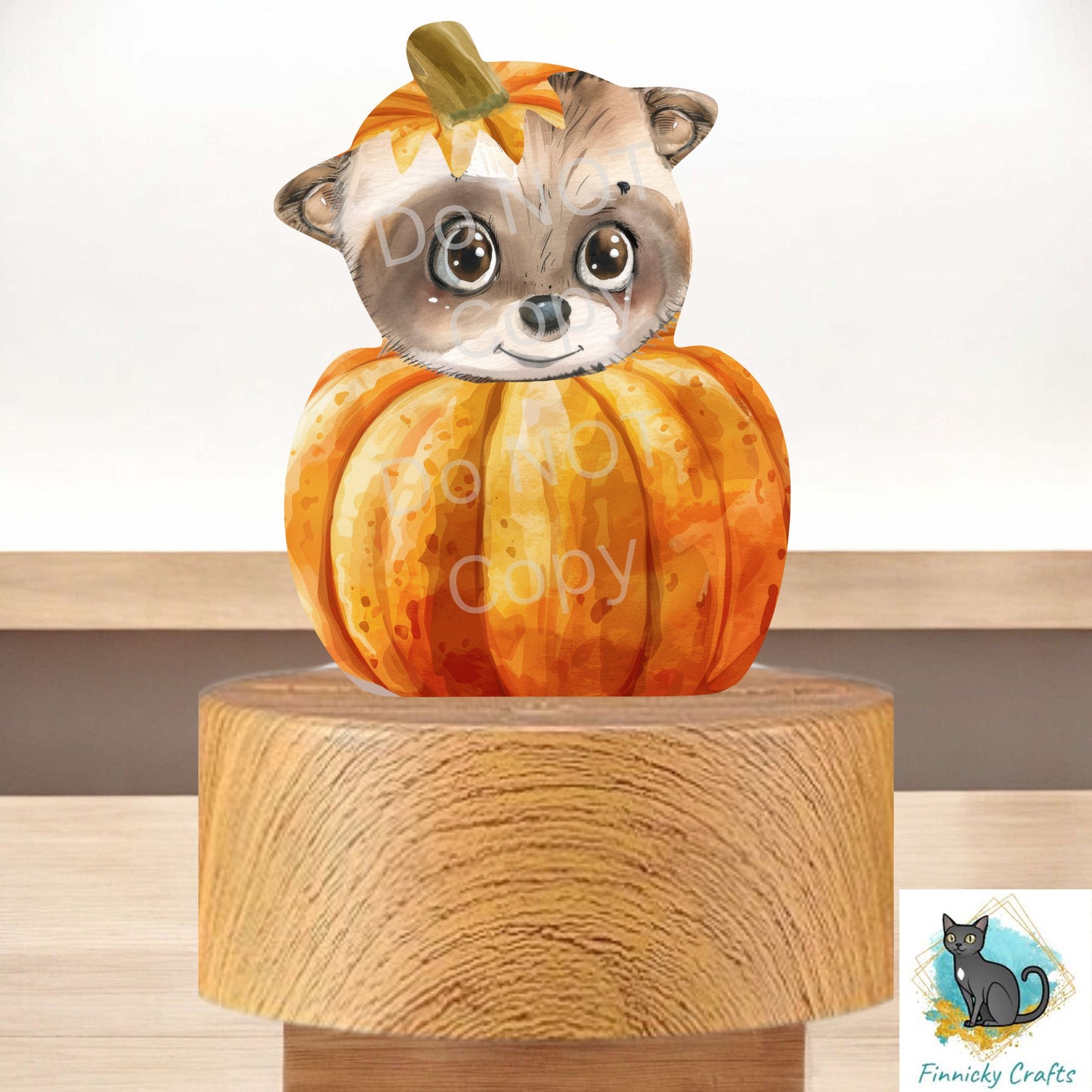 Raccoon in Pumpkin png - Sublimation Designs - Acrylic Light Base - Halloween Decor - Jack O'Lantern, Night Light