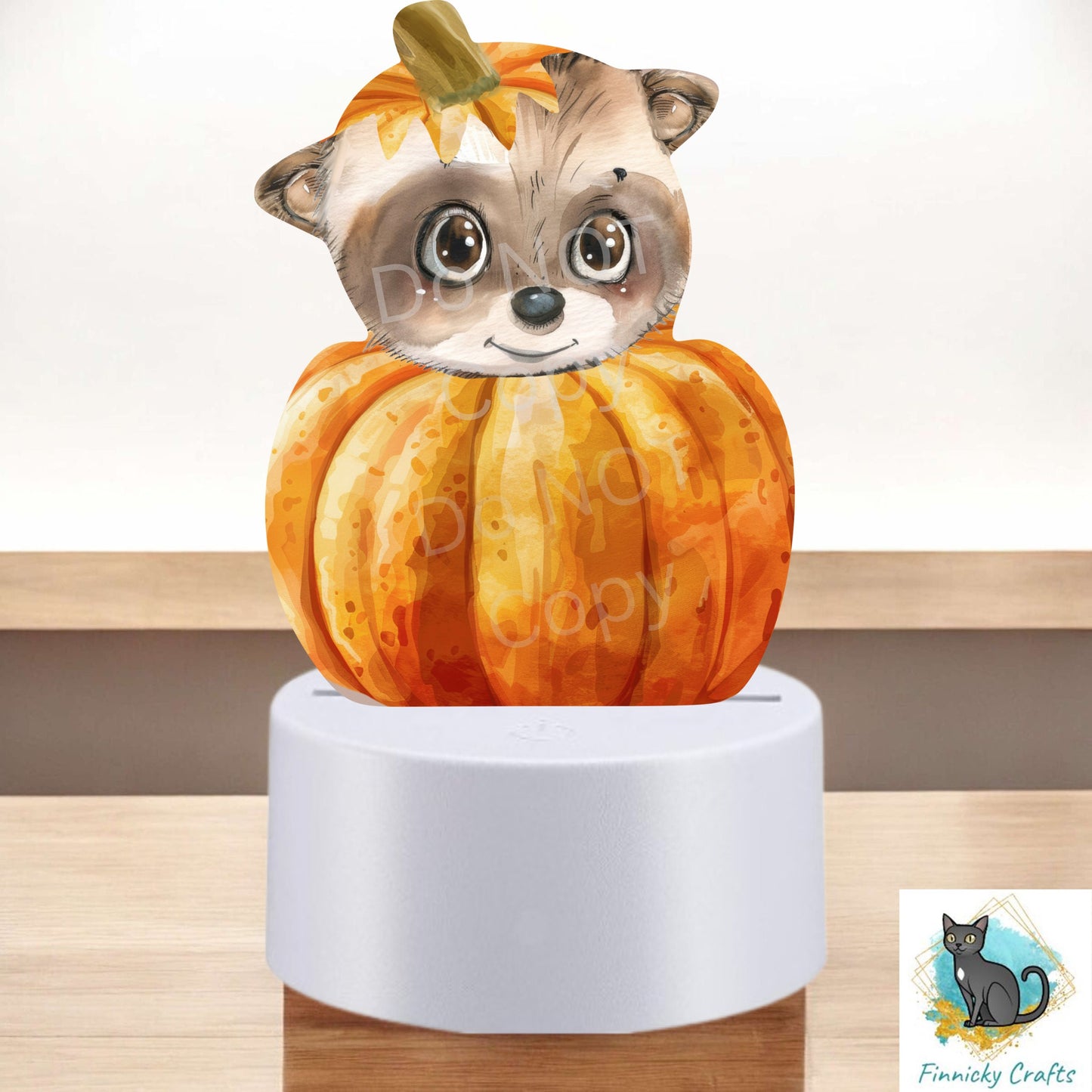 Raccoon in Pumpkin png - Sublimation Designs - Acrylic Light Base - Halloween Decor - Jack O'Lantern, Night Light