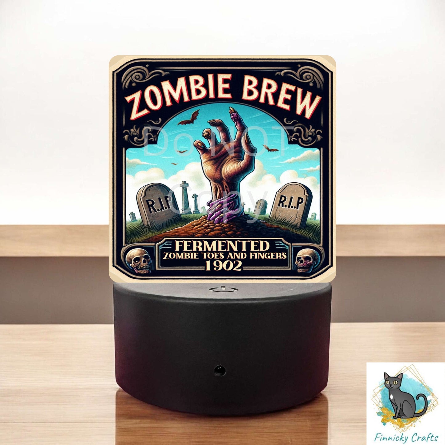 Zombie Brew Rounded Square png - Sublimation Designs - Acrylic Light Base - Halloween Decor