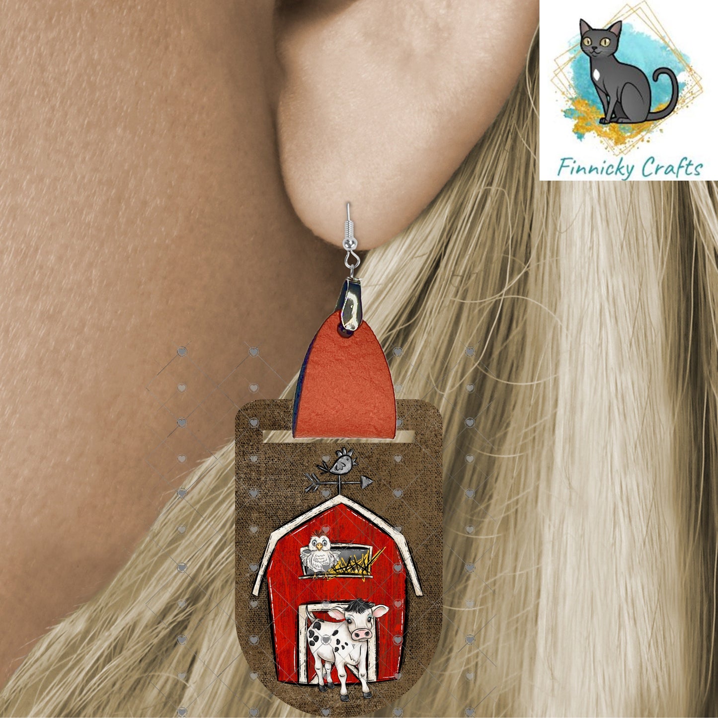 Leather Oval Western Earrings PNG, Barn, Cow, Horse, Cowboy Boots Earrings Design, Sublimation Leather Earring.
