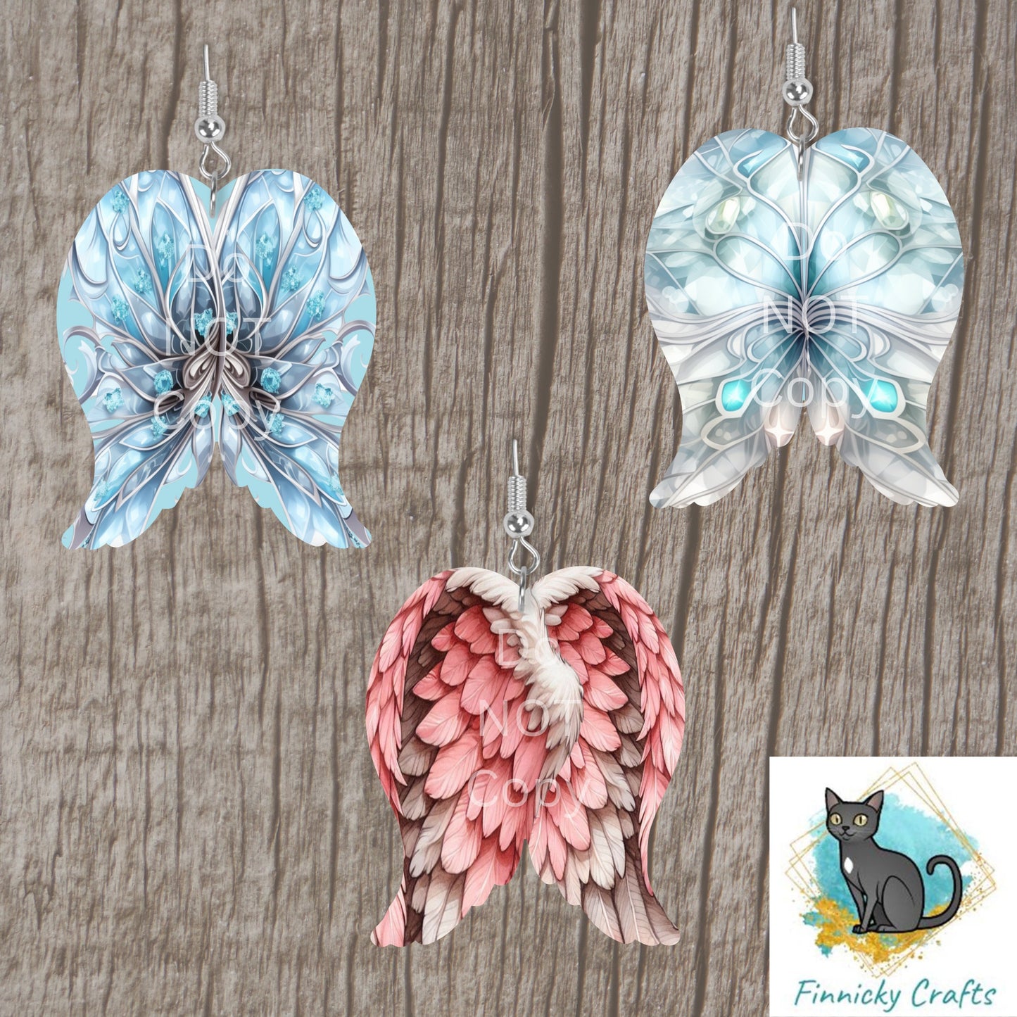 Angel Wings Ornaments - Bundle - earrings, night light, sign - Christmas Ornament Digital File, Suncatchers