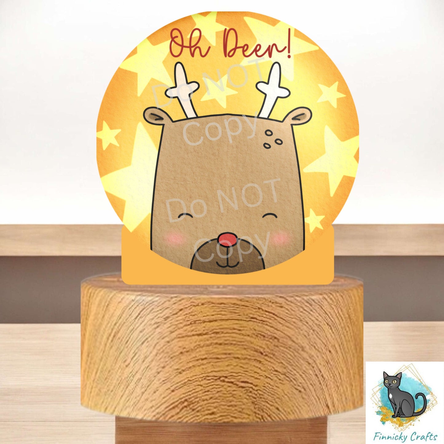 Cute Reindeer, Oh Deer, Round Light Base Acrylic, Sign, Sublimation, Digital, PNG, Design, Acrylic, Nightlight