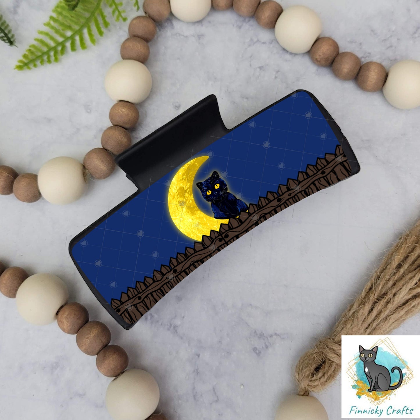 Moon Cat, Large hair clip, Large Hair Claw Png, Small Hair Claw Design, Sublimation Design, Digital Download